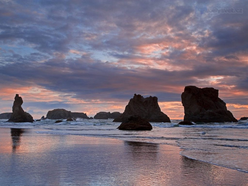 Foto: Seastacks At Sunset, Bandon, Oregon